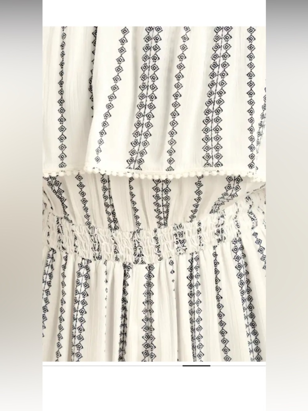 Lulu's off shoulder boho romper striped festival White Navy Embroidery summer S - Picture 10 of 13